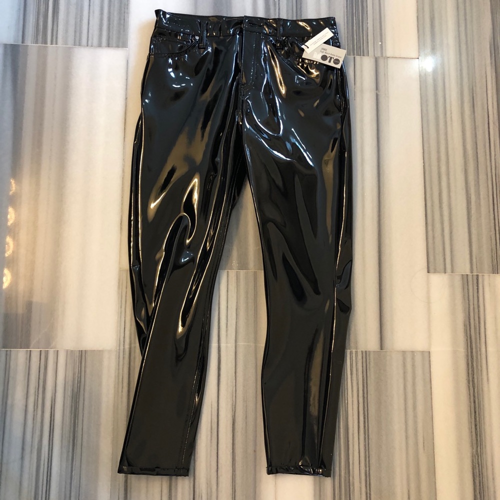 Shiny plastic look pants